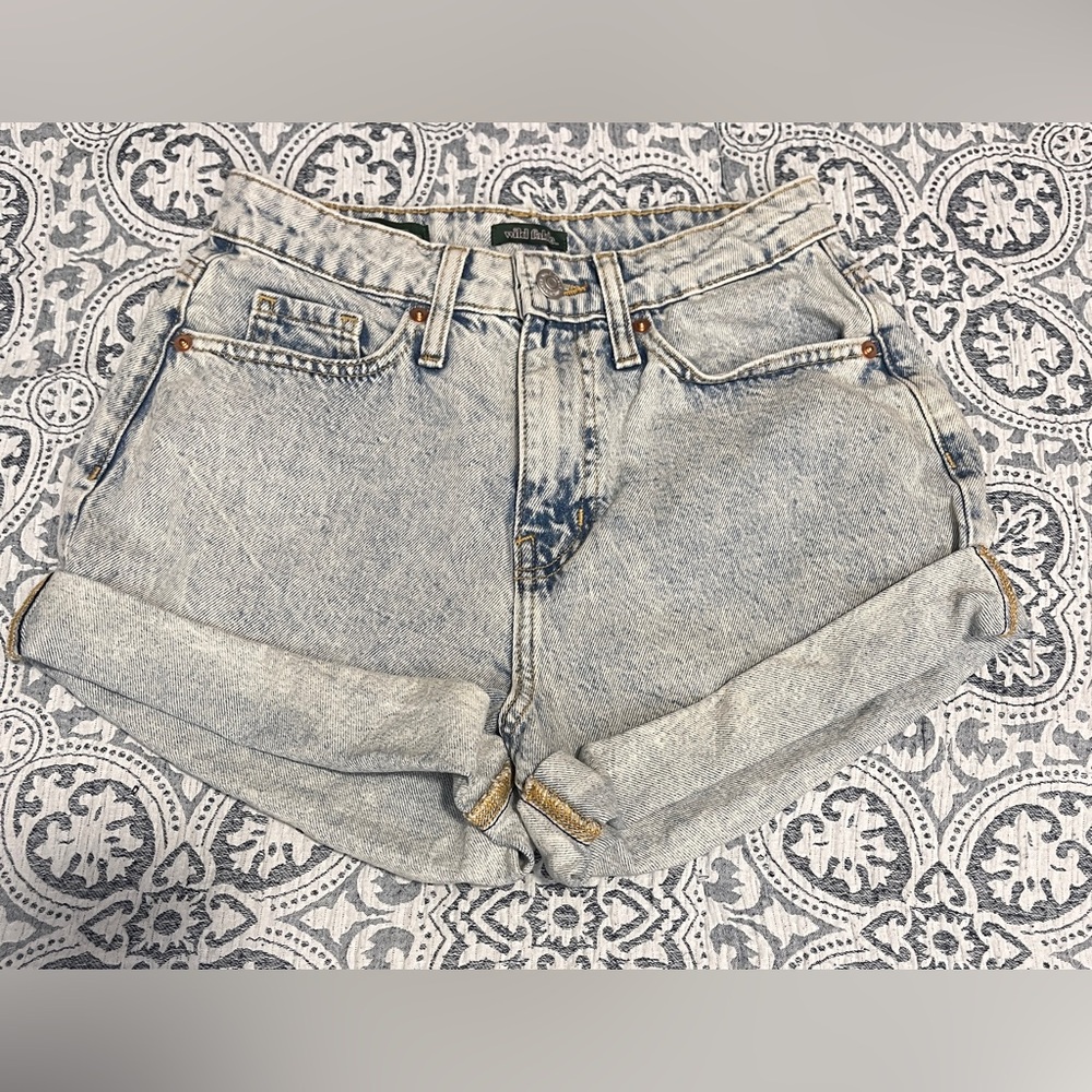High Rise Mom Jean Shorts Acid Wash Denim 0 25